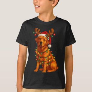 Red Lab Christmas Tree Light Pajama Labrador Dog L T-Shirt