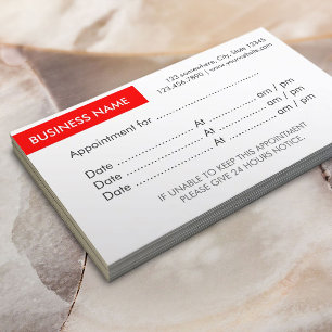 Red Label Appointment Reminder Business Cards