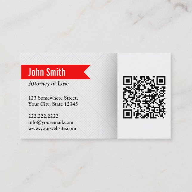 Red Label QR Code Attorney Business Card (Front)