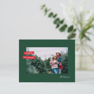 Red Label Single Photo Flat Holiday Postcard