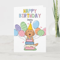 Red Labradoodle Dog Happy Birthday Card