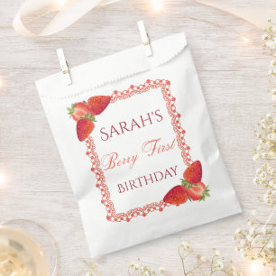 Red Lace Berry First Birthday Favour Bag