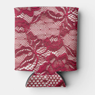 Red lace: elastic jacquard textile. can cooler