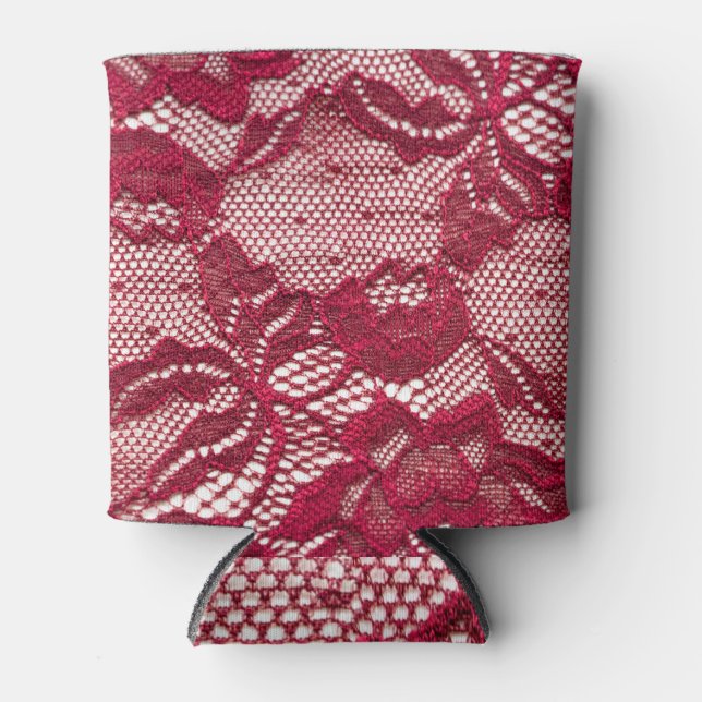 Red lace: elastic jacquard textile. can cooler (Front)