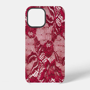 Red lace: elastic jacquard textile. iPhone 12 case