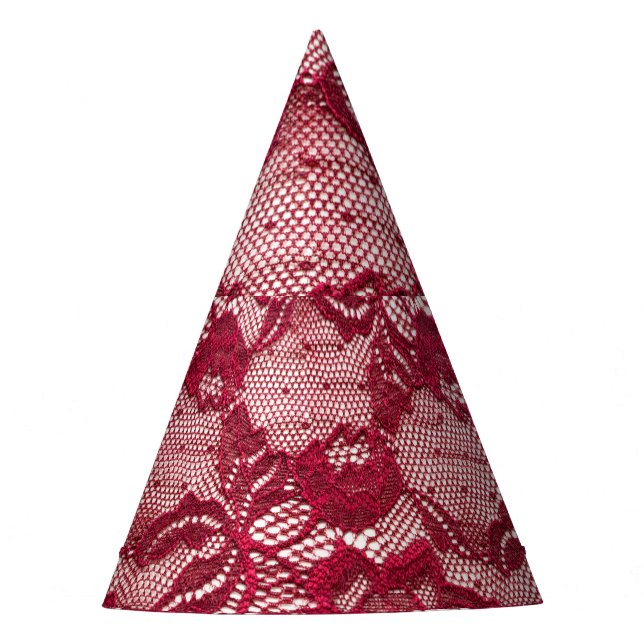 Red lace: elastic jacquard textile. party hat (Front)