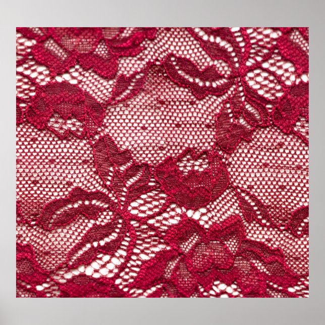Red lace: elastic jacquard textile. poster (Front)
