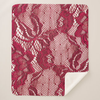 Red lace: elastic jacquard textile. sherpa blanket