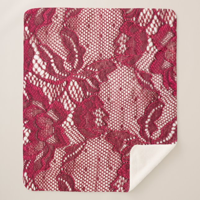 Red lace: elastic jacquard textile. sherpa blanket (Front)