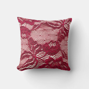 Red lace: elastic jacquard textile. throw pillow