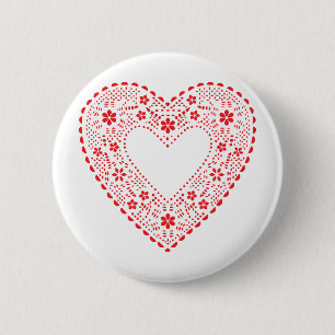 Red Lace Heart 2 Inch Round Button