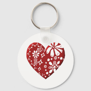 Red Lace Heart Keychain