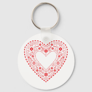 Red Lace Heart Keychain