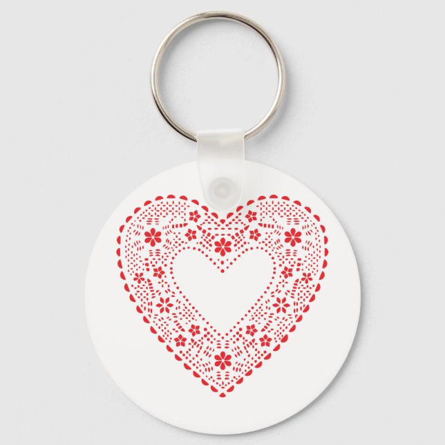 Red Lace Heart Keychain (Front)