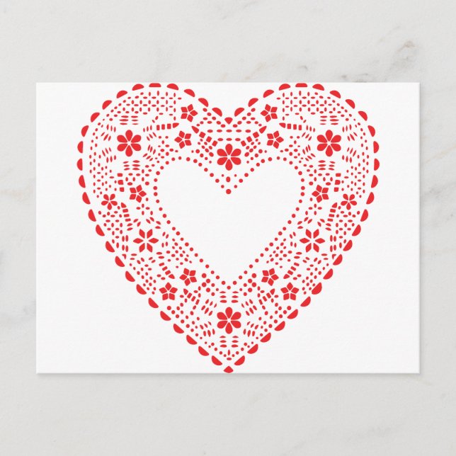 Red Lace Heart Postcard (Front)