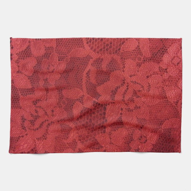 Red Lace Kitchen Towel (Horizontal)