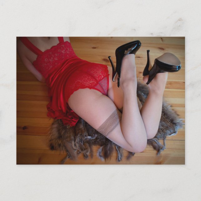 Red Lace Lingerie photo Postcard (Front)