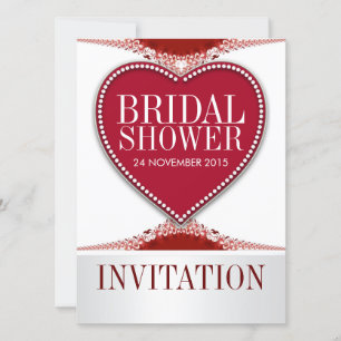 Red Lace Love Coeur Fête des mariées Invitation