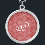 Red Lace Monogram Sterling Silver Necklace<br><div class="desc">Beautiful  Lace Sterling Silver Necklace - background colour can be changed.  Great as a wedding favour,  wedding gift,  birthday gift or holiday gift.</div>