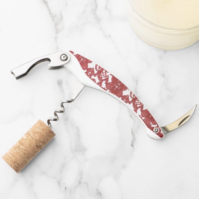 Red Lace Pattern Valentine's Corkscrew (Front)