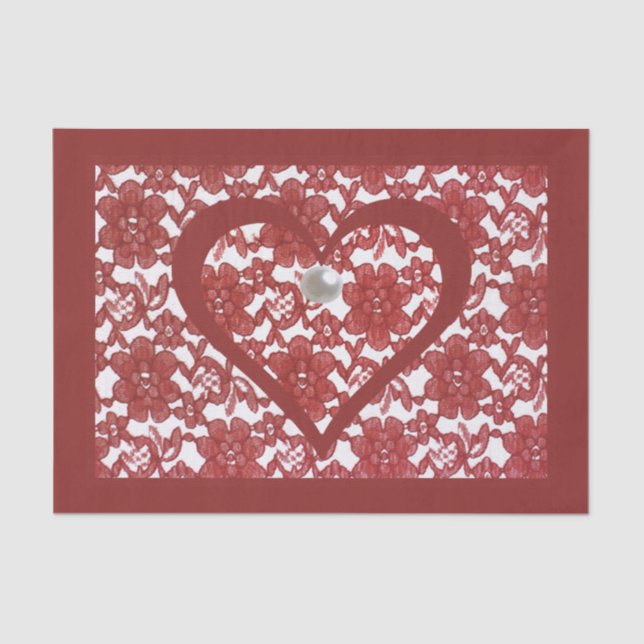 Red Lace Pattern Valentine's Day Tissue Paper (Front)