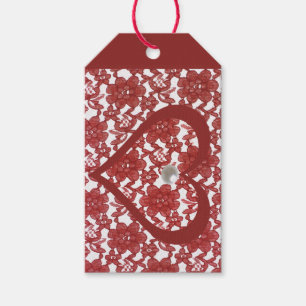 Red Lace Pattern Valentine's Gift Tags