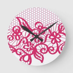 Red lace round clock