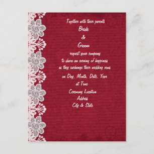 Red Lace Wedding Invitation Postcard
