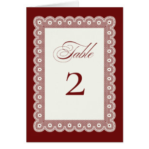 Red Lace Wedding Table Number – Elegant Festive De
