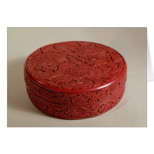 Red lacquer box decorated with peonies, 1426-27