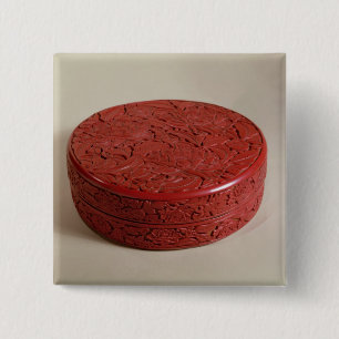 Red lacquer box decorated with peonies, 1426-27 2 inch square button