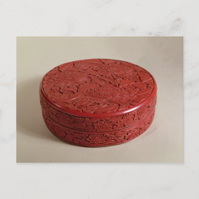 Red lacquer box decorated with peonies, 1426-27 postcard (Front)