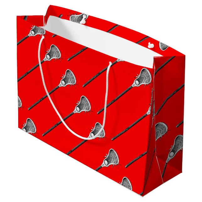 Red Lacrosse Large Gift Bag (Back Angled)