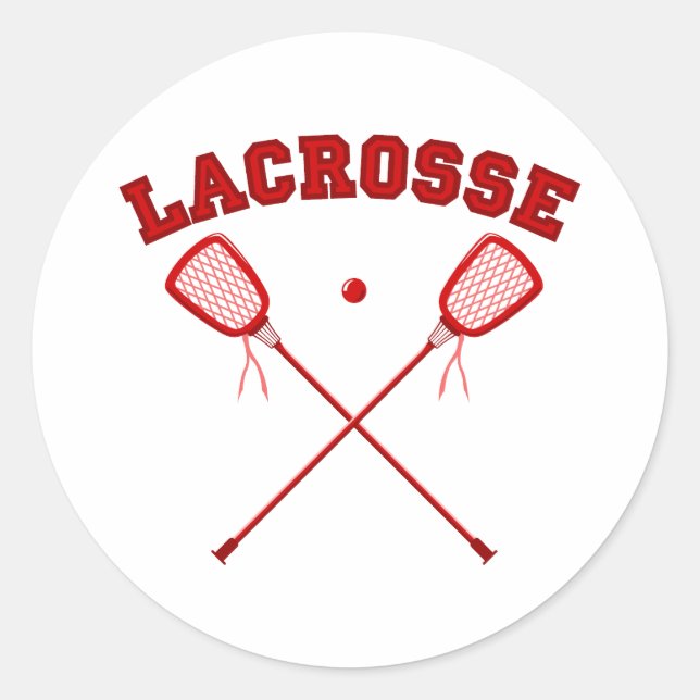 Red Lacrosse Logo Classic Round Sticker (Front)