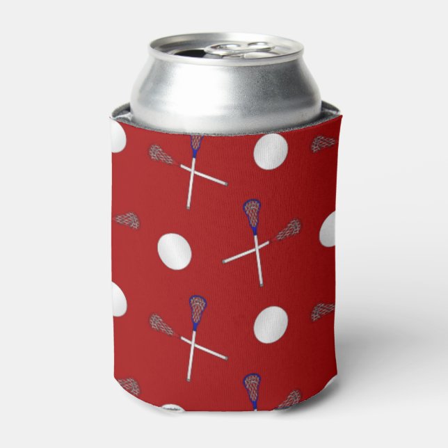 Red lacrosse pattern can cooler (Can Front)