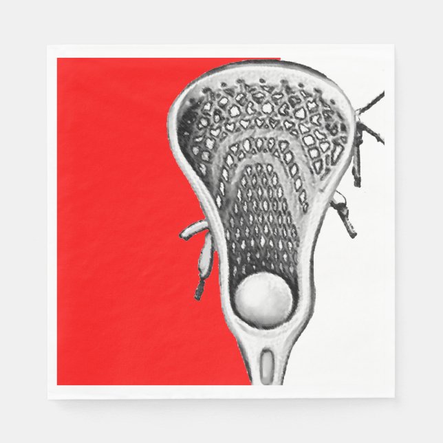 Red Lacrosse Sports Napkin (Front)