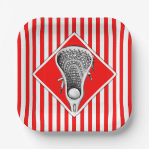 Red Lacrosse Team Party Paper Plates