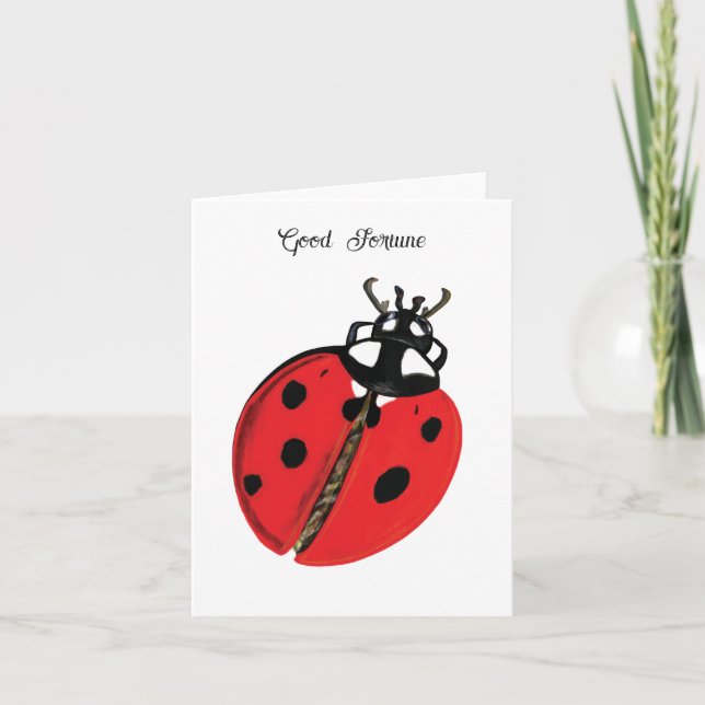 Red Lady Bug Good Luck Ambassador Illustration  Note Card (Front)