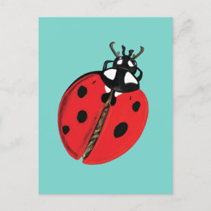 Red Lady Bug Good Luck Ambassador Illustration Postcard