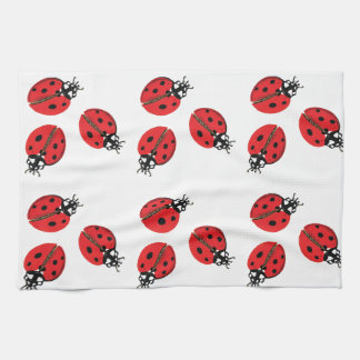 Red Lady Bug Illustration Kitchen Towel