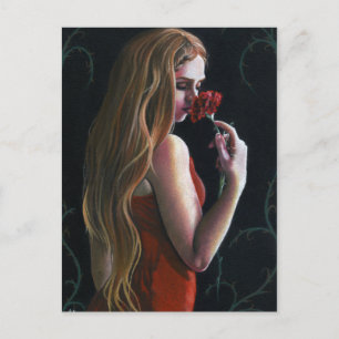 Red Lady Flower Red Rose Carnation Gothic Postcard