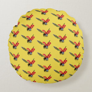 Red ladybirds Fly Round Pillow