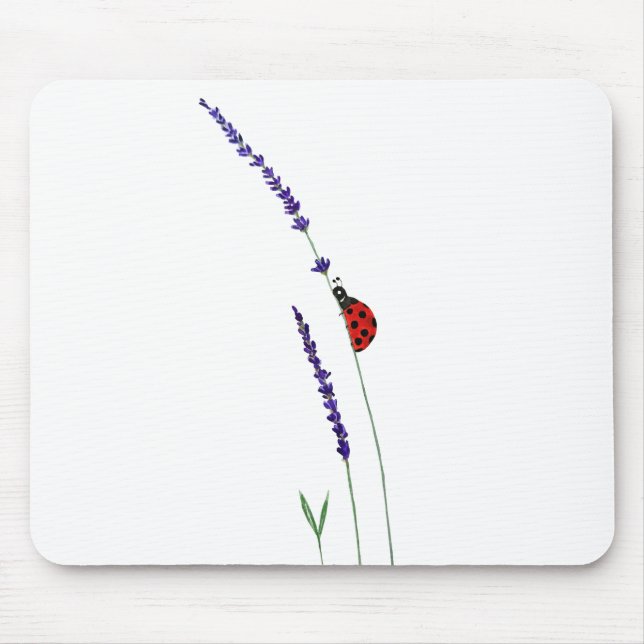 red ladybug and purple lavender mouse pad (Front)
