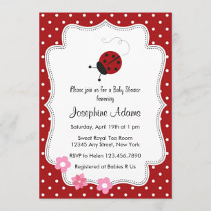 Red Ladybug Baby Shower Invitation