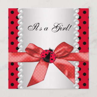 Red Ladybug Baby Shower Invitation