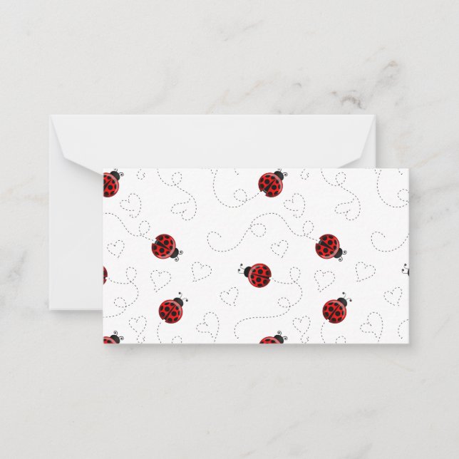 Red Ladybug Beetle Insect Lover Black Hearts Card (Front)