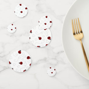 Red Ladybug Beetle Insect Lover Black Hearts Confetti