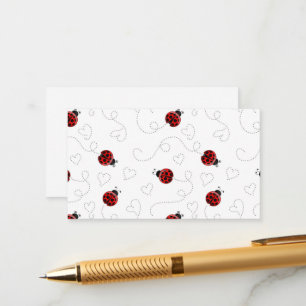 Red Ladybug Beetle Insect Lover Black Hearts Enclosure Card