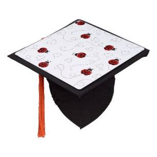 Red Ladybug Beetle Insect Lover Black Hearts Graduation Cap Topper