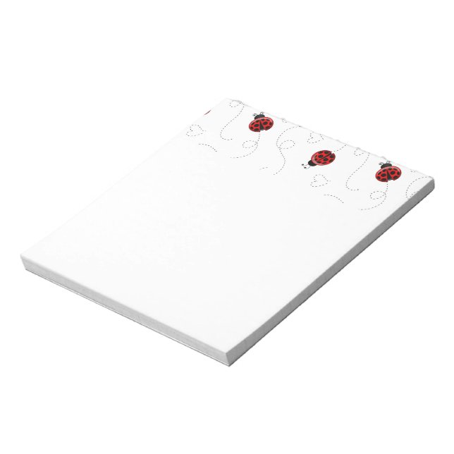 Red Ladybug Beetle Insect Lover Black Hearts Notepad (Rotated)